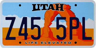 UT license plate Z455PL
