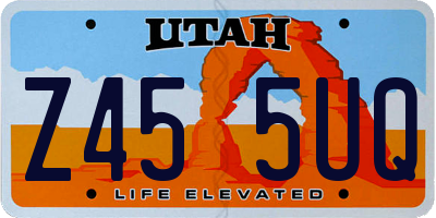 UT license plate Z455UQ