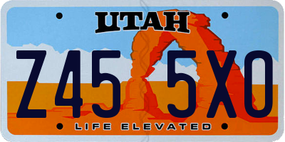 UT license plate Z455XO