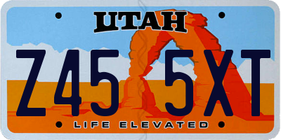 UT license plate Z455XT