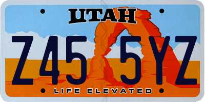 UT license plate Z455YZ