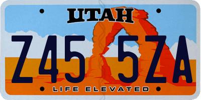 UT license plate Z455ZA