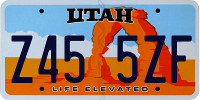 UT license plate Z455ZF