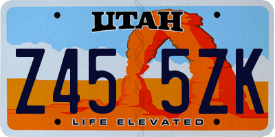 UT license plate Z455ZK