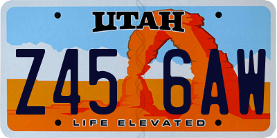 UT license plate Z456AW