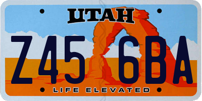 UT license plate Z456BA