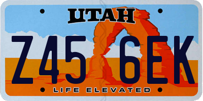 UT license plate Z456EK