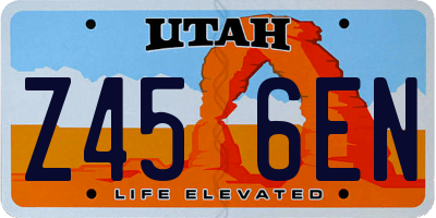 UT license plate Z456EN