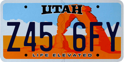 UT license plate Z456FY