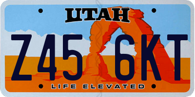 UT license plate Z456KT