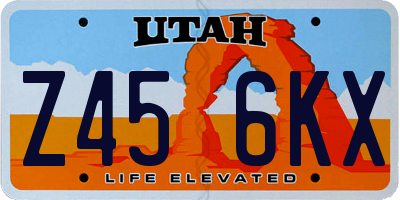 UT license plate Z456KX