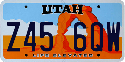 UT license plate Z456QW