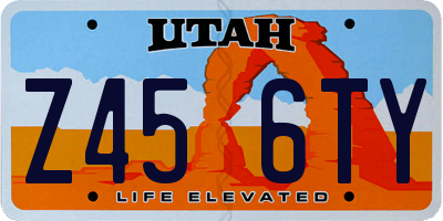 UT license plate Z456TY