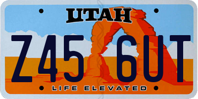 UT license plate Z456UT