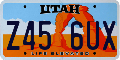 UT license plate Z456UX
