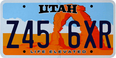 UT license plate Z456XR