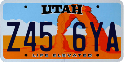 UT license plate Z456YA