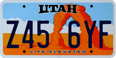 UT license plate Z456YF