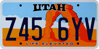UT license plate Z456YV