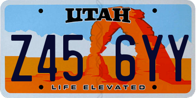 UT license plate Z456YY