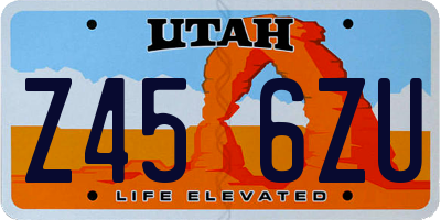 UT license plate Z456ZU