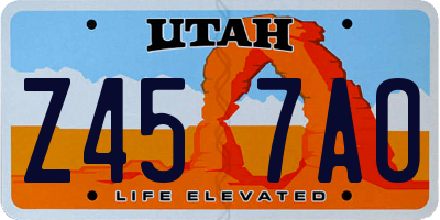 UT license plate Z457AO
