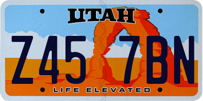 UT license plate Z457BN