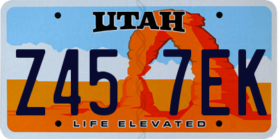 UT license plate Z457EK
