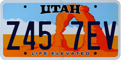 UT license plate Z457EV