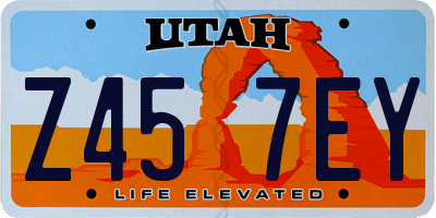UT license plate Z457EY