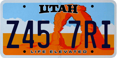 UT license plate Z457RI