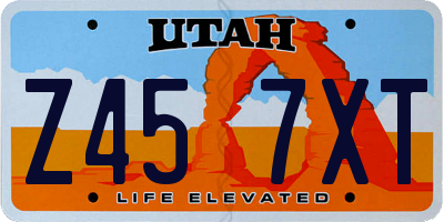UT license plate Z457XT