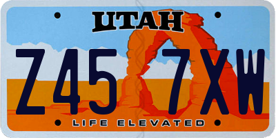 UT license plate Z457XW