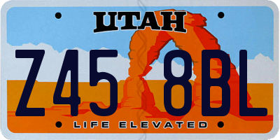 UT license plate Z458BL
