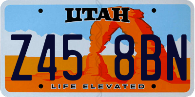 UT license plate Z458BN