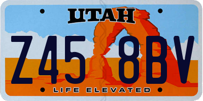 UT license plate Z458BV