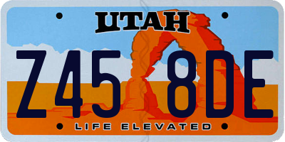 UT license plate Z458DE