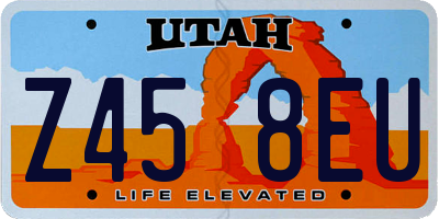 UT license plate Z458EU