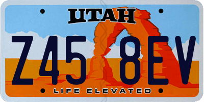 UT license plate Z458EV