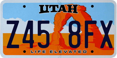 UT license plate Z458FX