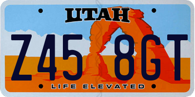 UT license plate Z458GT