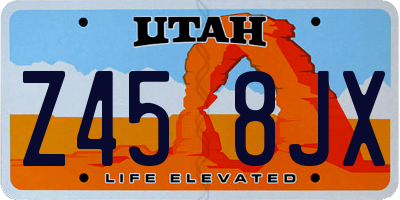 UT license plate Z458JX