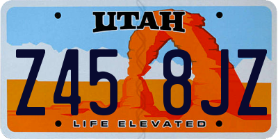 UT license plate Z458JZ