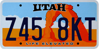 UT license plate Z458KT