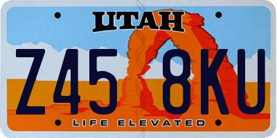 UT license plate Z458KU