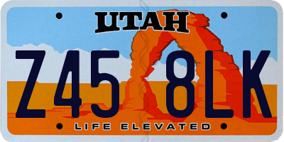 UT license plate Z458LK