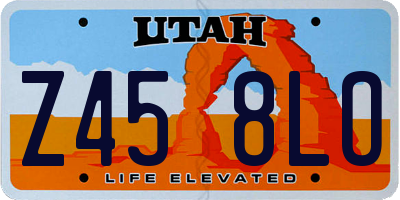 UT license plate Z458LO