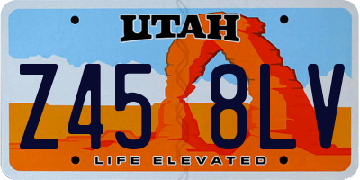UT license plate Z458LV