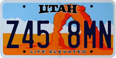 UT license plate Z458MN