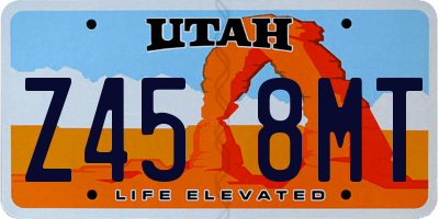 UT license plate Z458MT